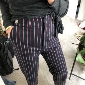 Zara Pants - Zara Pinkstriped Ankle Slacks XS Zara Pants - Zara Pinkstriped Ankle Slacks XS